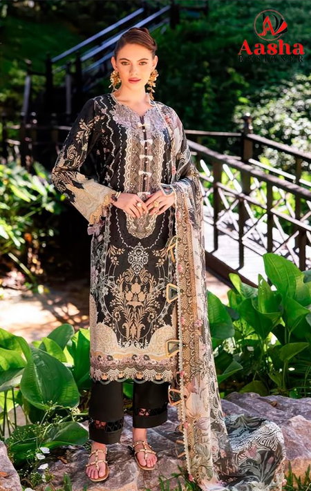 Aasha 1204 A and B Cotton Dupatta Pakistani Salwar Suits Wholesale Market In Surat